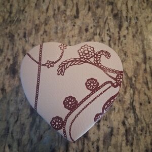 Pandora Heart-Shaped Pink Leather Jewelry Box Travel Case 2-Tiered Preowned